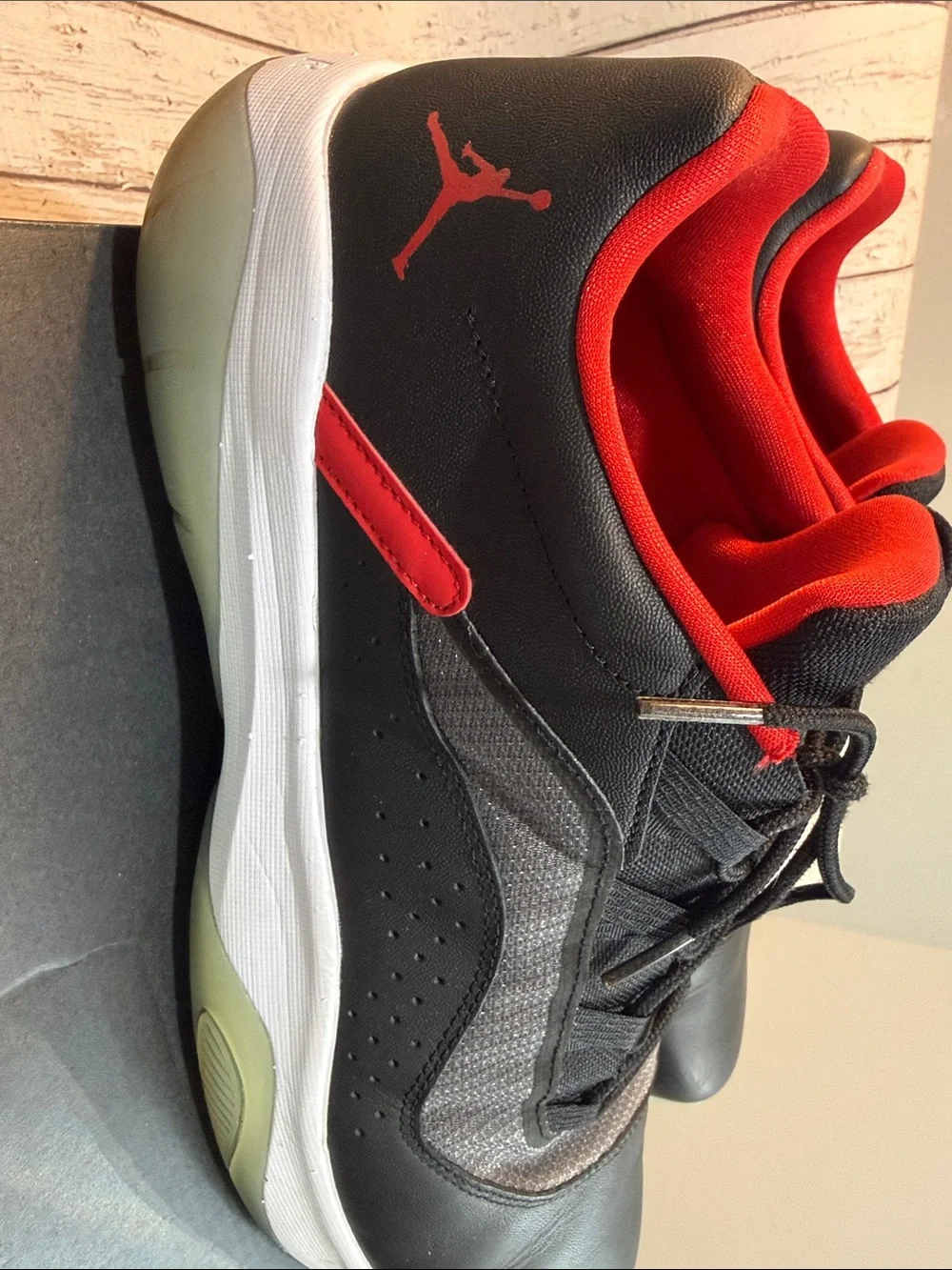 Nike Air Jordan Men's Black and Red CMFT Low-Top Sneakers Size 15